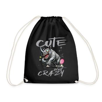 Motif drôle de bande dessinée de rhinocéros mignon mais fou - Sac de sport léger - noir - Devant