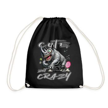 Motif drôle de bande dessinée de rhinocéros mignon mais fou - Sac de sport léger - noir - Devant
