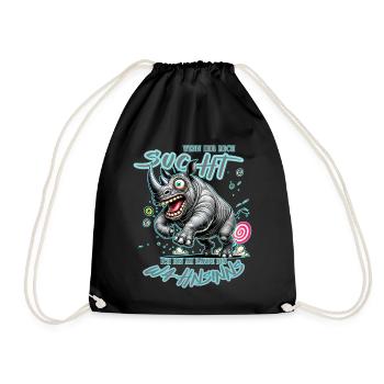 Crazy Rhino on the Edge of Madness Comic Style - Drawstring Bag - black - Front