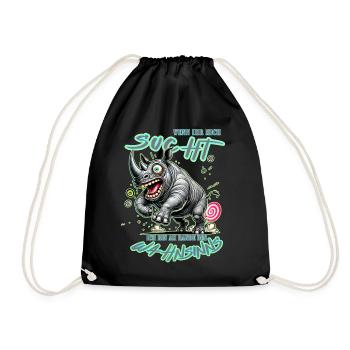 Crazy Rhino on the Edge of Madness Comic Style - Drawstring Bag - black - Front