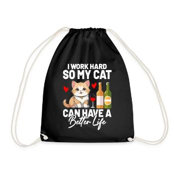 Je travaille dur pour que mon chat puisse avoir une vie meilleure - Sac de sport léger - noir - Devant