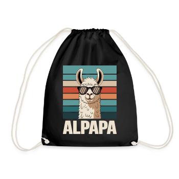 Papa Alpaga Papa Drôle Lama Cadeau de Fête des Pères - Sac de sport léger - noir - Devant
