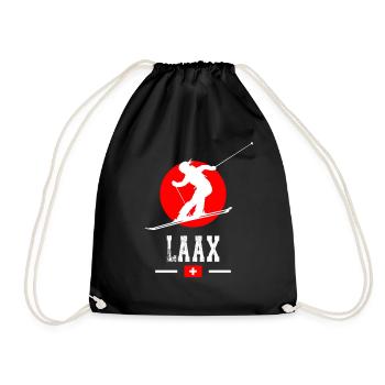 Laax Ski Resort Swiss Alps Souvenir - Drawstring Bag - black - Front
