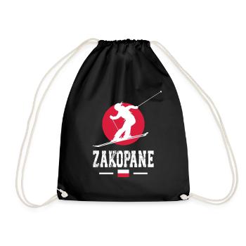 Zakopane Mountains Poland Ski Resort Souvenir - Drawstring Bag - black - Front