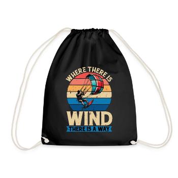 Kiteboarding Where There Is Wind Loves Surfing - Turnbeutel - Schwarz - Vorne