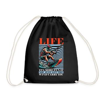 Kiteboarding Life It's More Fun If You Windsurfing - Drawstring Bag - black - Front