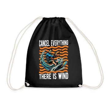 Kiteboarding Cancel Everything There Windsurfing - Drawstring Bag - black - Front
