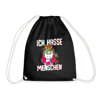 Unicorn Ich hasse Menschen I - Turnbeutel - Schwarz - Vorne