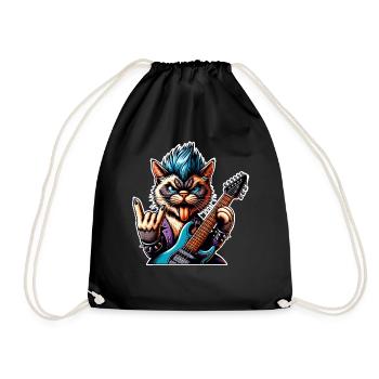 Cat Guitariste de Rock and Roll - Sac de sport léger - noir - Devant