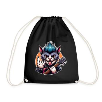 Cat Guitariste de Rock and Roll - Sac de sport léger - noir - Devant