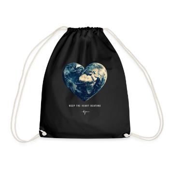 Keep the Heart Beating Earth Day Earth Environment - Drawstring Bag - black - Front