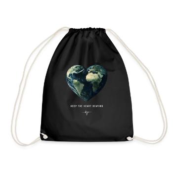Keep the Heart Beating Earth Day Heart Environment - Drawstring Bag - black - Front