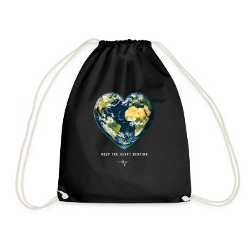 Keep the Heart Beating Environment Earth Earth Day - Drawstring Bag - black - Front