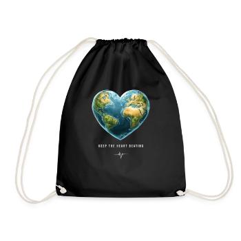 Keep the Heart Beating Environment Earth Day Heart - Drawstring Bag - black - Front