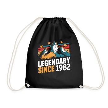 Legendary Since 1982 Vintage Mountain Retro Mountains - Drawstring Bag - black - Front