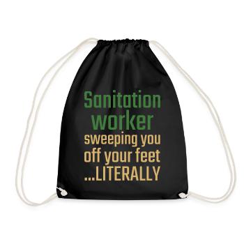 Sanitation worker Valentine's Day Sweeping you - Drawstring Bag - black - Front