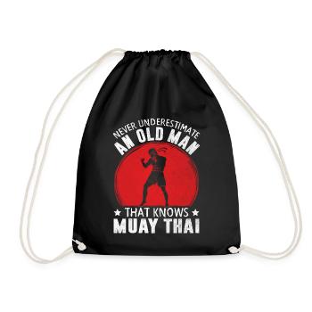 Vieil homme Muay Thai Drôle MMA Art de huit membres - Sac de sport léger - noir - Devant