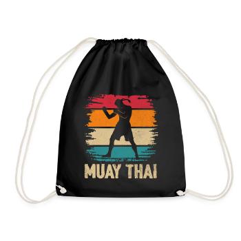 Muay Thai Retro Thai Boxen Kunst der acht Gliedmaßen - Turnbeutel - Schwarz - Vorne