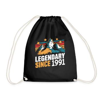 Legendary Since 1991 Vintage Mountain Retro Mountains - Drawstring Bag - black - Front