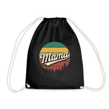 Mama Retro Sunset Logo - Drawstring Bag - black - Front