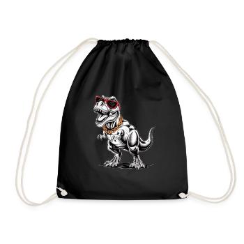 T-Rex mit Sonnenbrille und Goldkette - Turnbeutel - Schwarz - Vorne