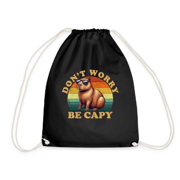 don't worry be capy, capybara - Turnbeutel - Schwarz - Vorne