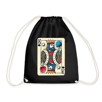 Retro Spielkarte Tischtennis König Design - Turnbeutel - Schwarz - Vorne