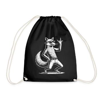 Rock Musik Lustige Heavy Metal Fuchs - Turnbeutel - Schwarz - Vorne