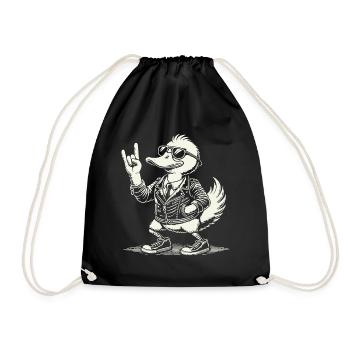 Rock Music Funny Duck Festival Design - Drawstring Bag - black - Front