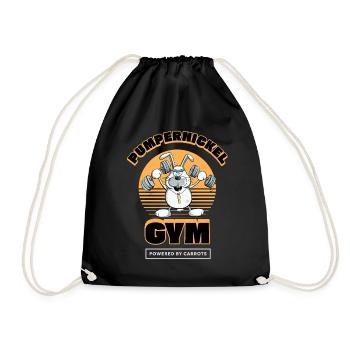 Pumpernickel Krafttraining Hase Fitness Spruch - Turnbeutel - Schwarz - Vorne