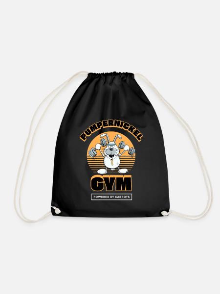 Pumpernickel Krafttraining Hase Fitness Spruch - Turnbeutel - Schwarz