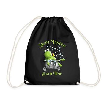 Swim Master Bath Time Wellness Frog Bathtub - Drawstring Bag - black - Front