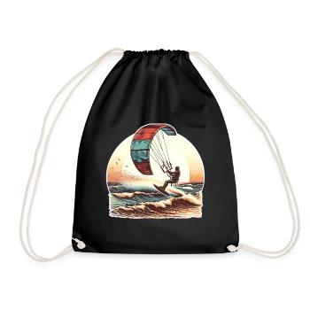 Kitesurf Kitesurfer Kiteboard - Turnbeutel - Schwarz - Vorne