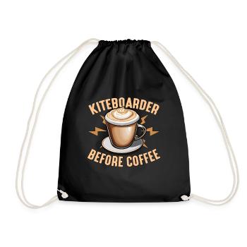 Kiteboarder Before Coffee Windsurfer Coffee Lover - Turnbeutel - Schwarz - Vorne