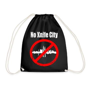 No Knife City - Drawstring Bag - black - Front