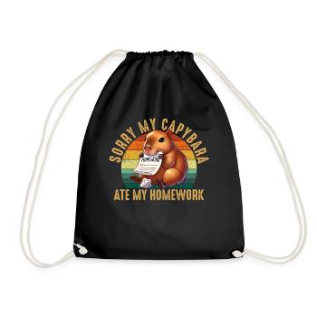 Capybara ate my homework, capybara - Turnbeutel - Schwarz - Vorne