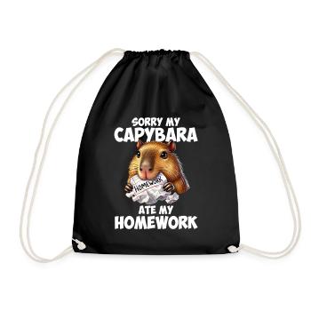 Capybara ate my homework, capybara - Turnbeutel - Schwarz - Vorne