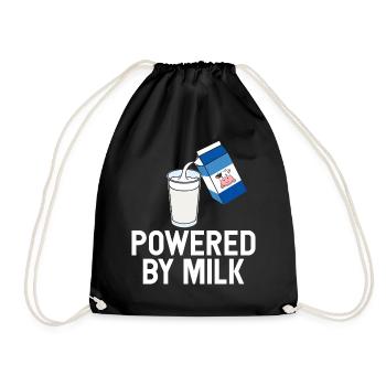 Powered By Milk Legen Diary Funny Fresh Organic - Drawstring Bag - black - Front