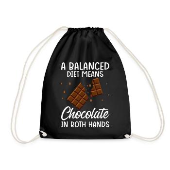 Funny Chocolate Diet Choco Candy Sweet Tooth - Drawstring Bag - black - Front