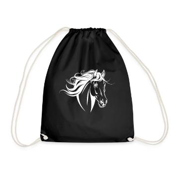 Horse Lover Horse Portrait - Drawstring Bag - black - Front