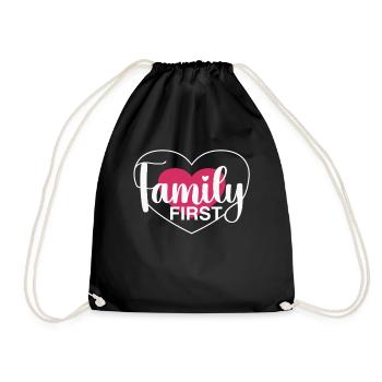 Family First - Heart & Love - Drawstring Bag - black - Front