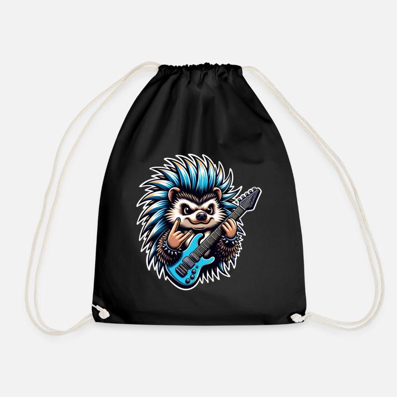 Hedgehog Guitariste de rock and roll - Sac de sport léger - noir