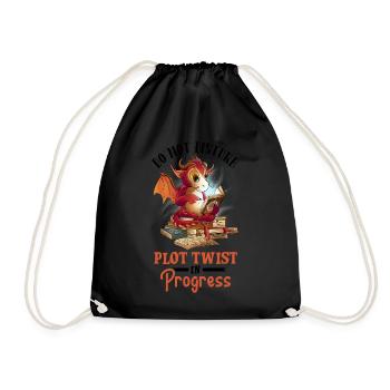 Reading Dragon Booktok Book Lover Book Dragon - Drawstring Bag - black - Front