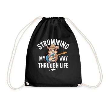 Strumming My Way Through Life Mouse Guitar - Drawstring Bag - black - Front