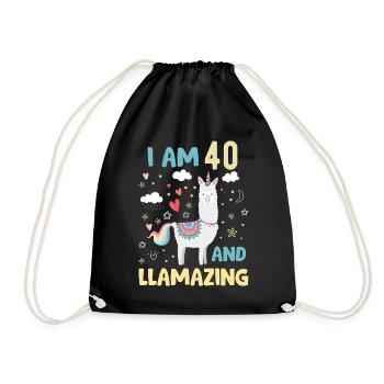 40Th years old Women Birthday Apparel & Accessor - Drawstring Bag - black - Front