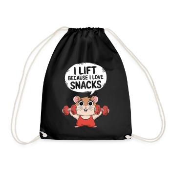 I lift weights because I love snacks - Drawstring Bag - black - Front