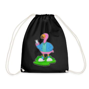 Flamingo Smartphone - Turnbeutel - Schwarz - Vorne