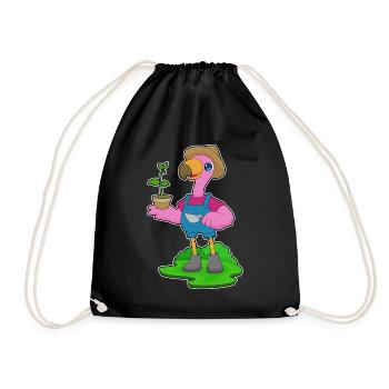 Flamingo Farmer Seedling Farm - Drawstring Bag - black - Front