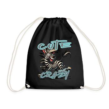 Cute but Crazy Zebra Comic Style Funny Motif - Drawstring Bag - black - Front