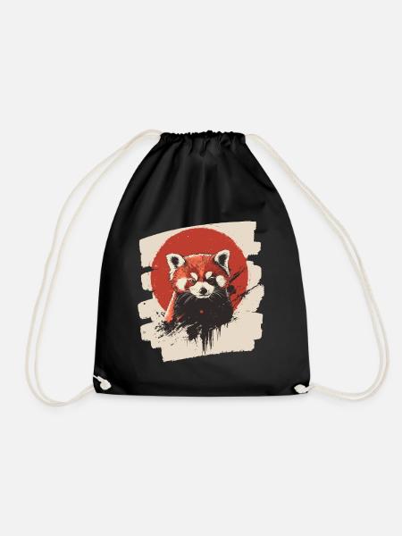 Roter Panda Retro - Turnbeutel - Schwarz